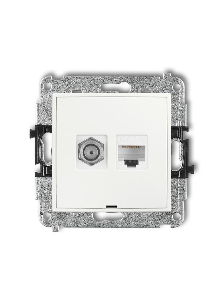 ICON Mechanizm gniazda antenowego poj. typu F (SAT) + gniazda komp. poj. 1xRJ45, kat. 6, 8-stykowy,