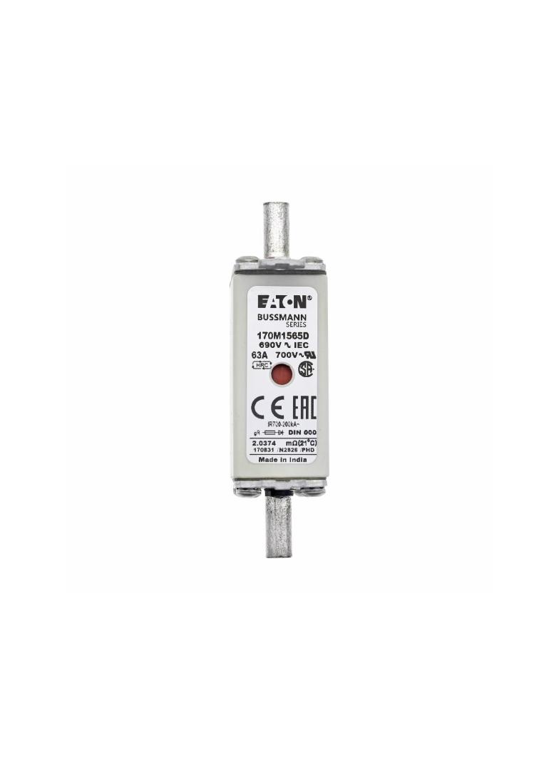 FUSE 63A 690V gR DIN 000 HSDNH Wkładka szybka 63A 690V gR DIN 000 podwójny wskaźnik 170M1565D EATON