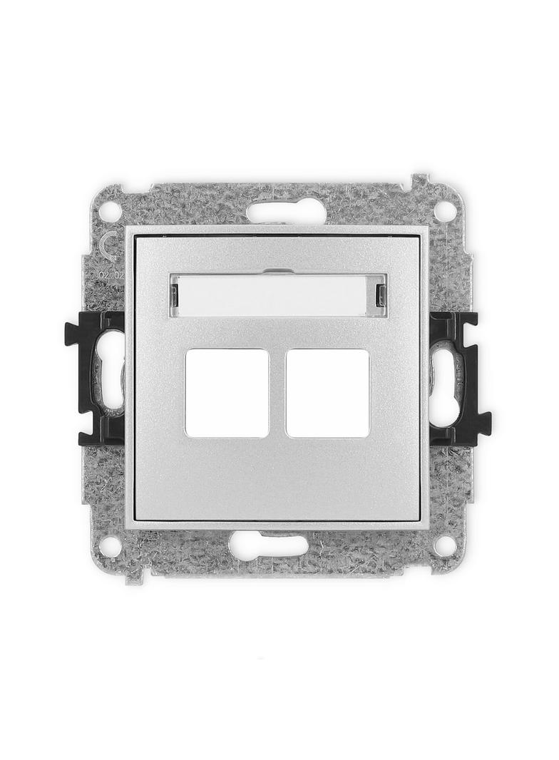 MINI Gniazdo antenowe multimedialne podwójne bez modułu (standard Keystone) srebrny metalik 7MGM-2P KARLIK