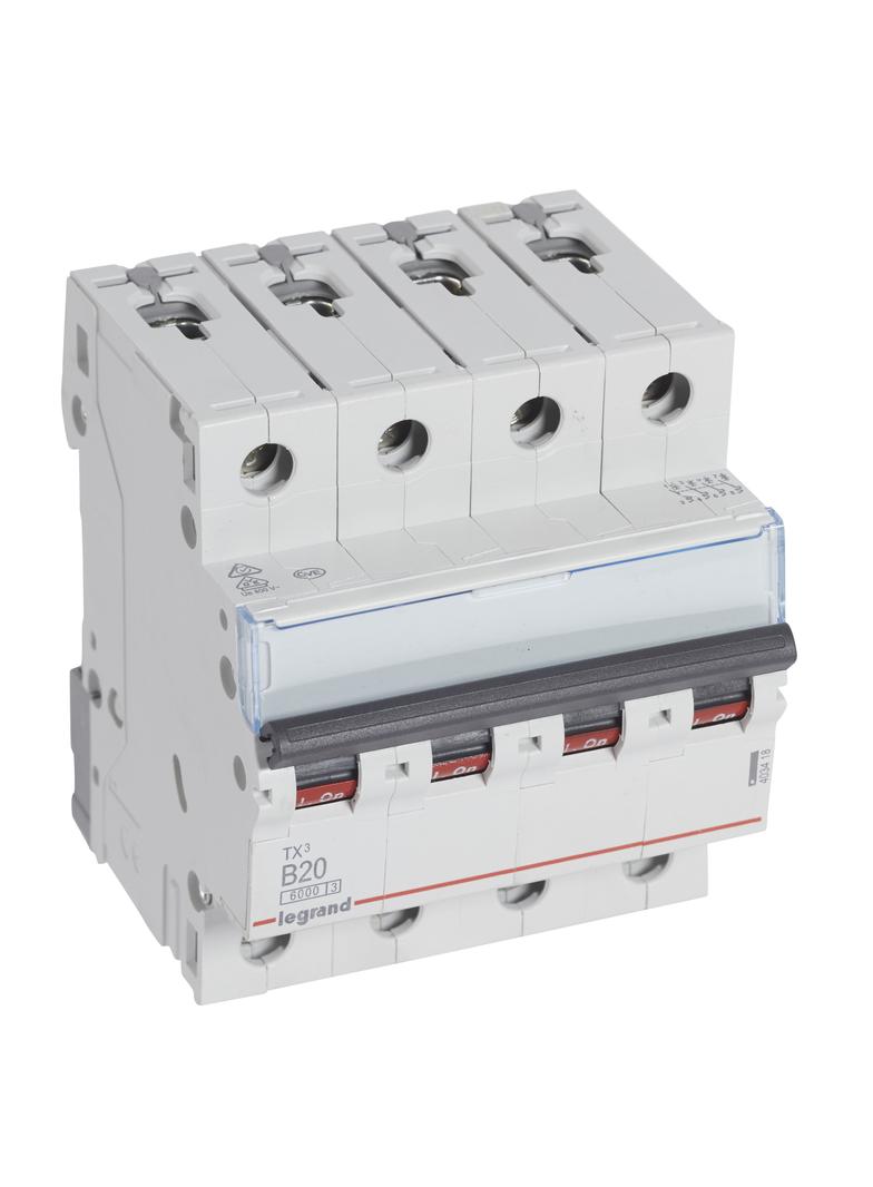 WYŁĄCZNIK NADPRĄDOWY S 304 4P B 20A 6000A SERII TX3, Legrand