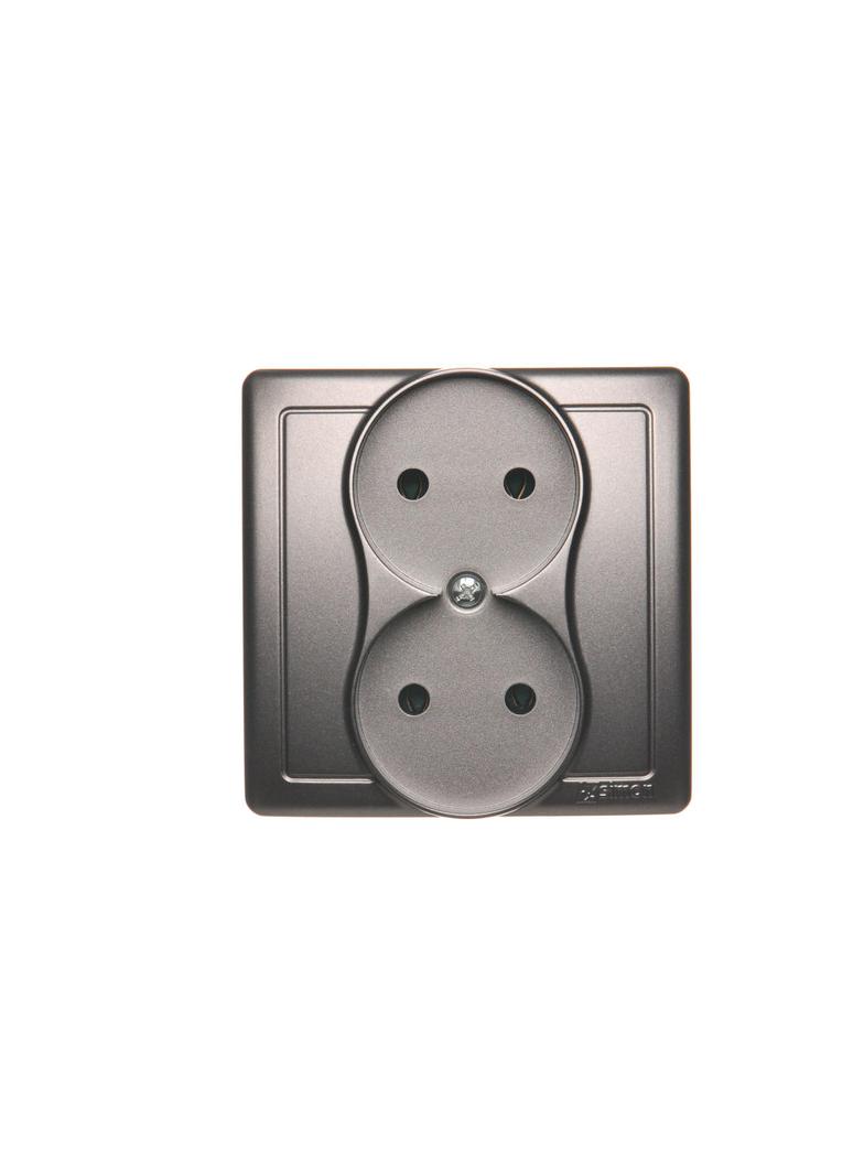 Simon Basic Gniazdo wtyczkowe bez uziemienia podwójne monoblok 16A 250V zaciski śrubowe stal inox *Kompletne - nie do ramek BMG2/21 KONTAKT