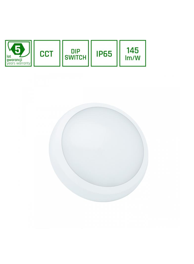 NYMPHEA CITY PRO 2 18/24W CCT 230V 120st IP65 IK08 FI320x80mm BIAŁY okrągła  5 lat gw.