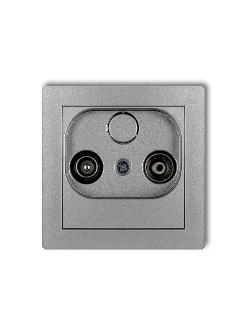 DECO Mechanizm gniazda abonenckiego RTV przelotowego 12dB srebrny metalik