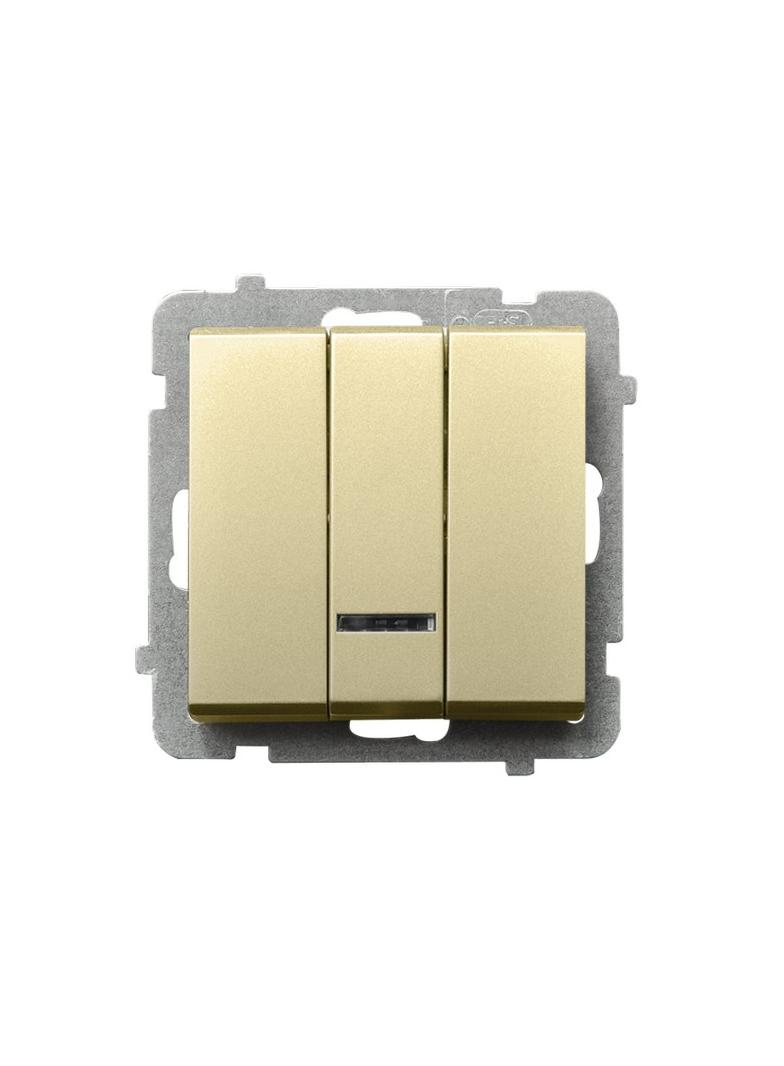 SONATA Łącznik potrójny z podświetleniem niebieskim - kolor szampański złoty