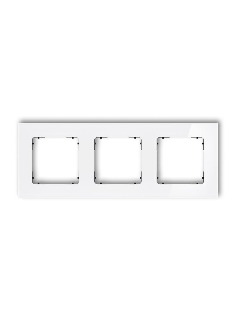 ICON Ramka uniwersalna potrójna kwadratowa - efekt szkła (ramka: biała; spód: czarny) biały