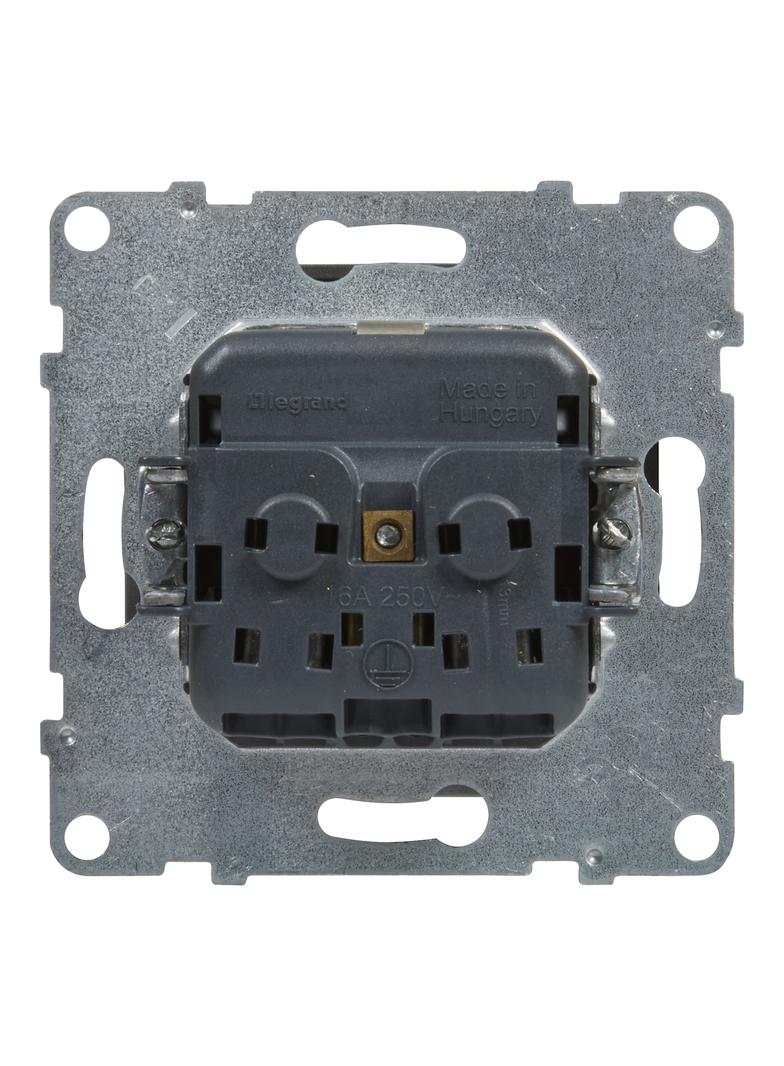 Suno Gniazdo Pojedyncze Z Uziemieniem Schuko 2P+Z 16A 250 V Z Przesłoną Zaciski Automatyczne Aluminium 721320 LEGRAND