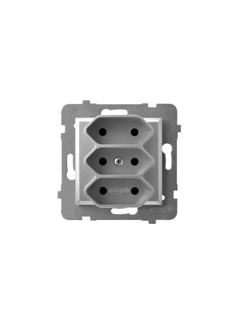 ARIA Gniazdo potrójne EURO - kolor srebro