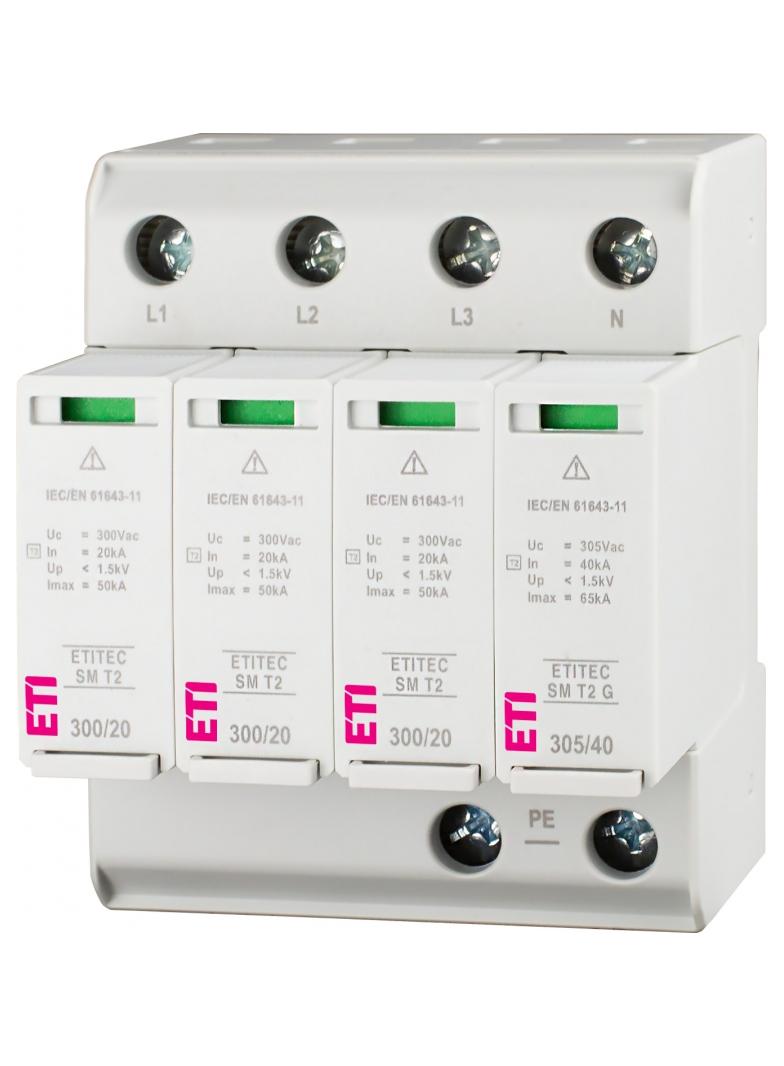 ETITEC SM T2 300/20 3+1 RC Ogranicznik przepięć T2 (C) - bez prądu upływu