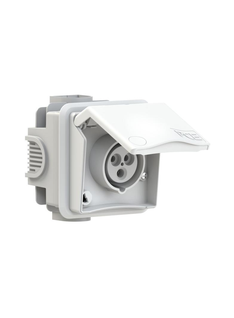 GNIAZDO ZABUDOWANE SERIA DESIGN IP44 gniazdo podtynkowe przelotowe 16A 2P+Z 230V 883-6v PCE