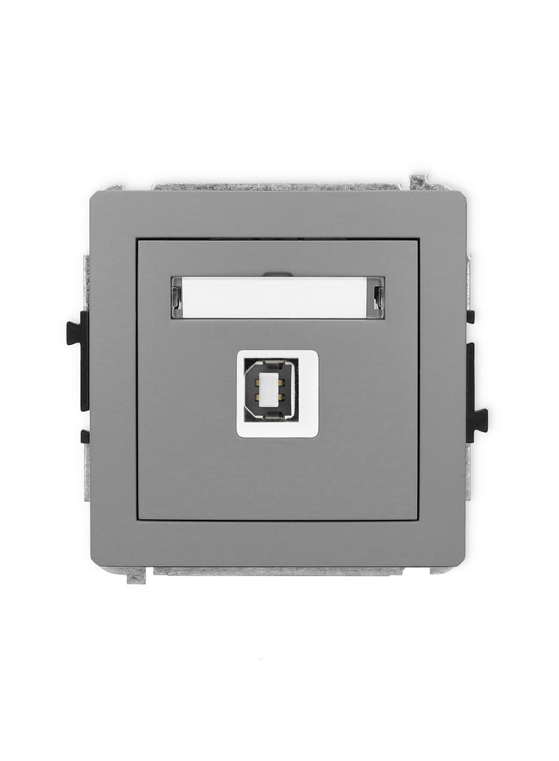 DECO Mechanizm gniazda pojedynczego USB A-B 2.0 szary mat