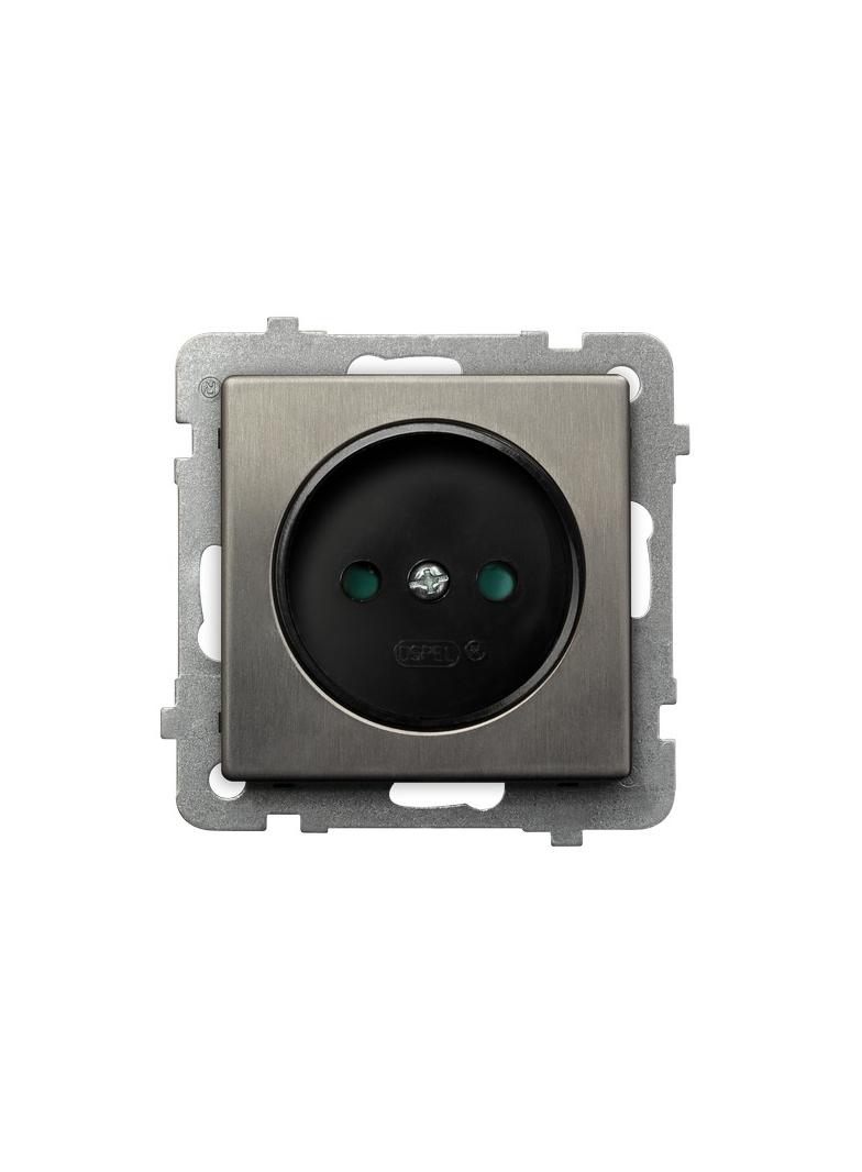 SONATA STAL INOX Gniazdo pojedyncze z przesłonami torów prądowych kolor stal inox GP-1RMP/m/37 OSPEL
