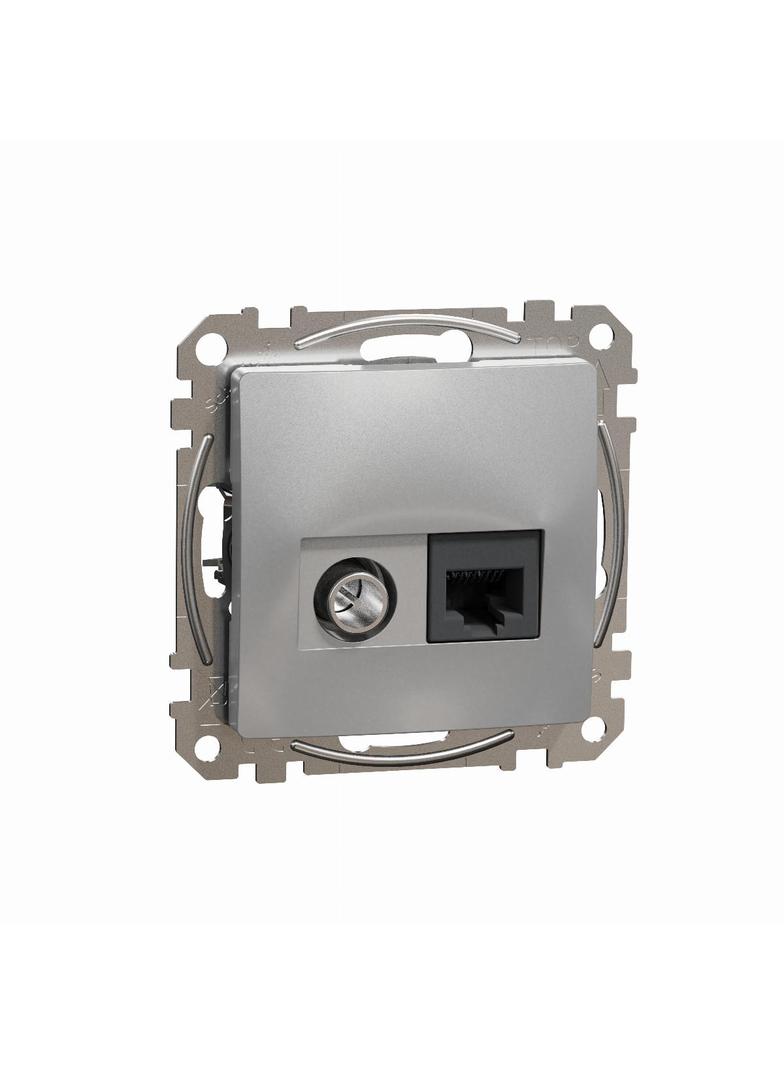 Sedna Design & Elements Gniazdo komputerowe-antenowe TV+RJ45 kat. 6 UTP srebrne aluminium SDD113469T Schneider