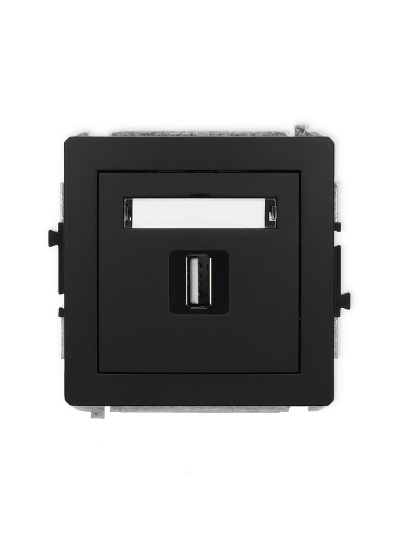 DECO Mechanizm gniazda pojedynczego USB A-A 2.0 czarny mat