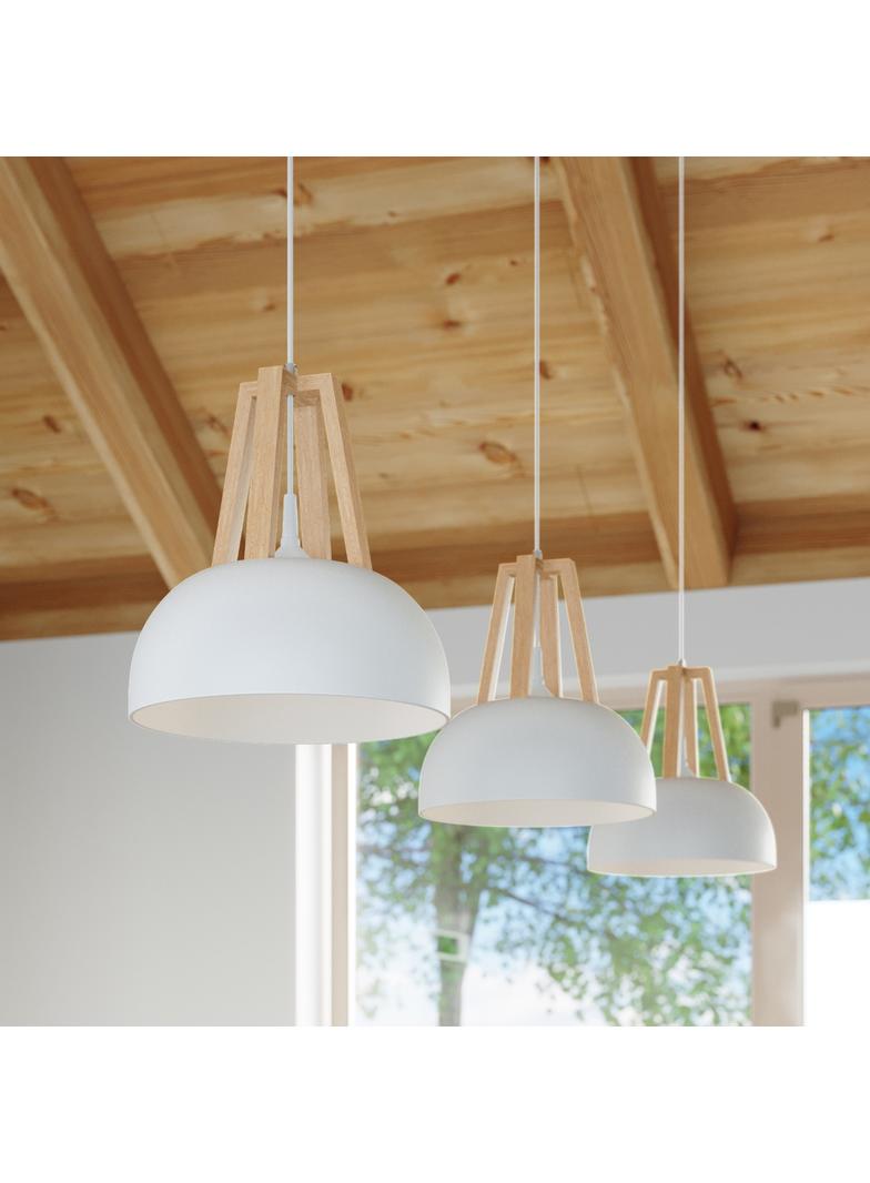 Lampa wisząca CASCO biała/naturalne drewno
