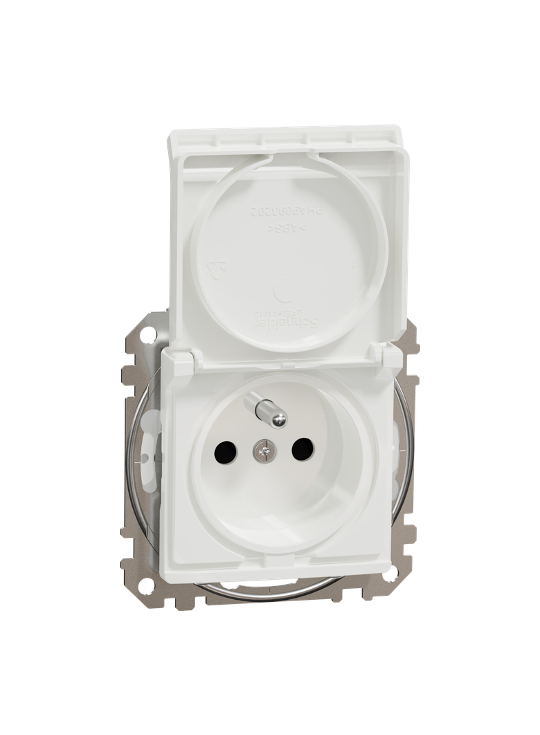 Sedna Design & Elements Gniazdo pojedyncze z uziemieniem z przesłonami IP44 białe SDD211013 SCHNEIDE