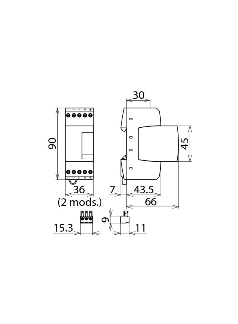 Ogranicznik przepięć DEHNrail M 4P 255V FM, 4-biegunowy do sieci 230 V AC