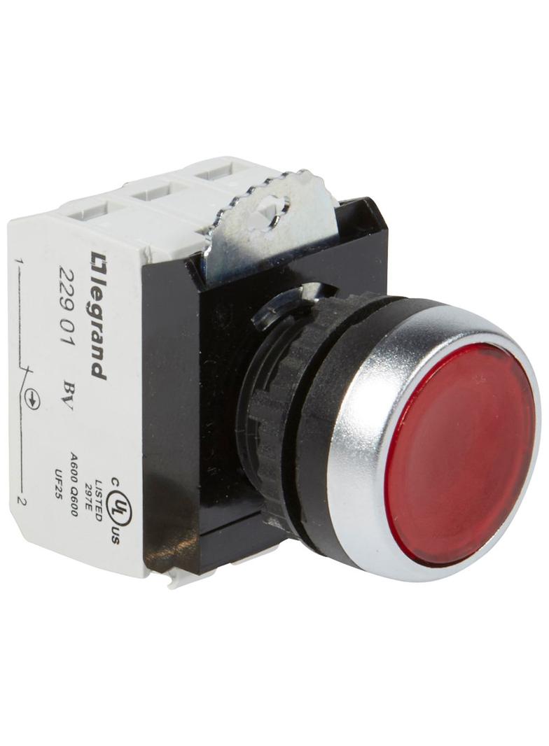 OSMOZ KOMPLET Z PODŚWIETLENIEM - GŁÓWKA PŁASKA CZERWONA 24 V + UCHWYT + 1R+1Z, Legrand