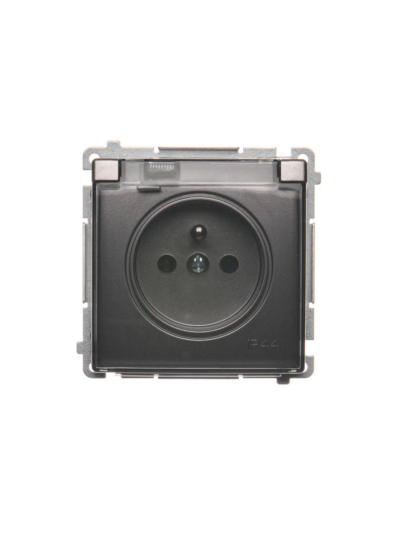 Simon Basic Gniazdo wtyczkowe z uziemieniem bryzgoszczelne IP44 16A 250V zaciski śrubowe. Klapka transparentna stal inox BMGZ1B.01/21A BMGZ1B.01/21a KONTAKT
