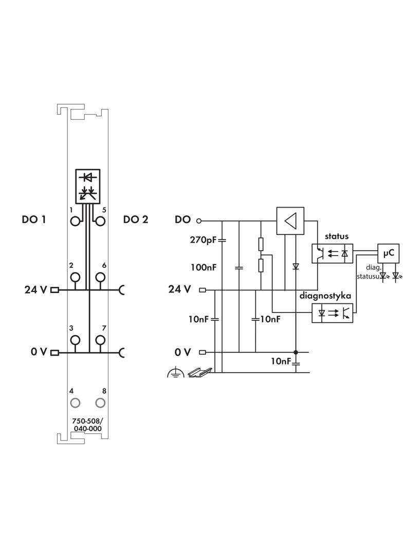 moduł wyjść dwustanowych 2-kanałowy 24 V DC
