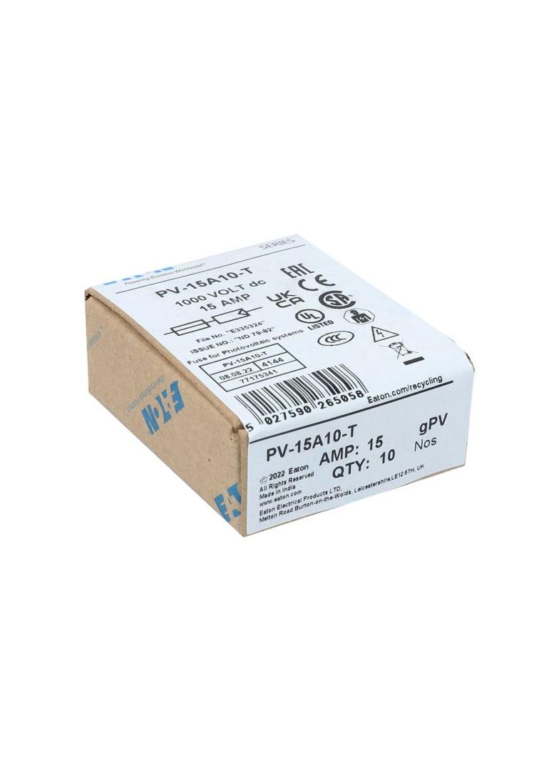 PV-15A10-T Wkładka PV cylindryczna 15A 1000V DC 10x38MM z etykietą PV-15A10-T EATON