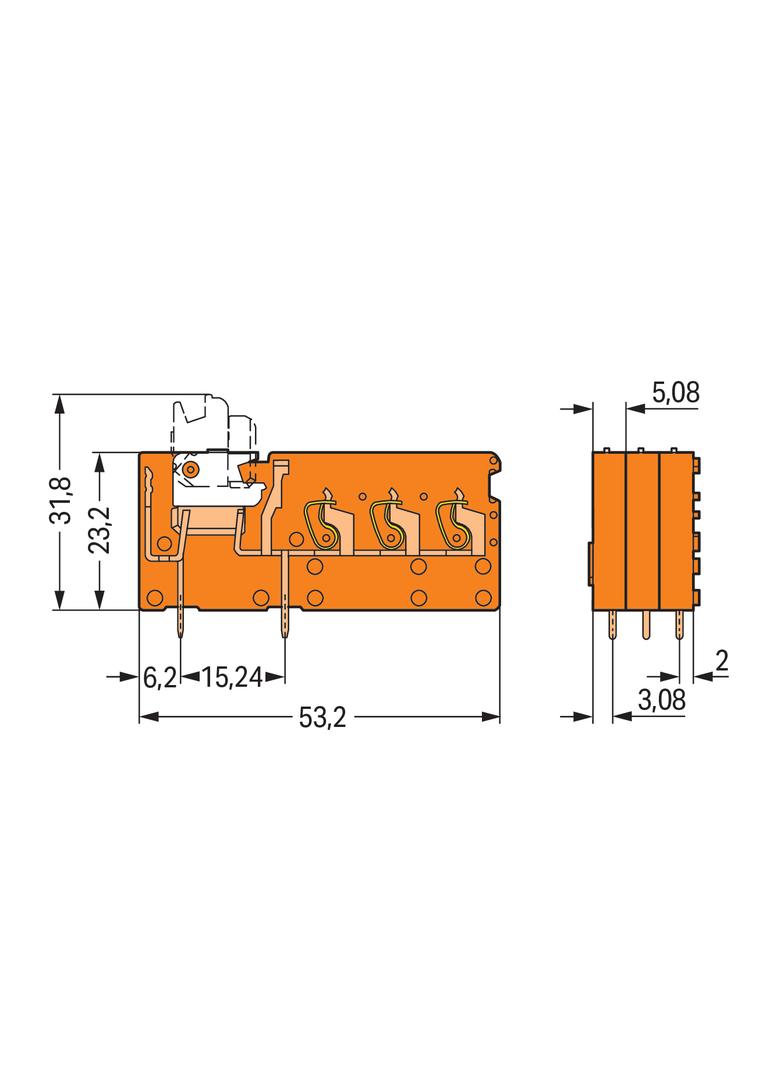 złączka do płytek drukowanych rozłączalna pomarańczowa ras. 5,08mm