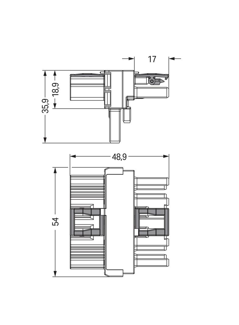 WINSTA rozgałęźnik typu T 5-torowy 1 x wtyk / 2 x gniazdo czarny