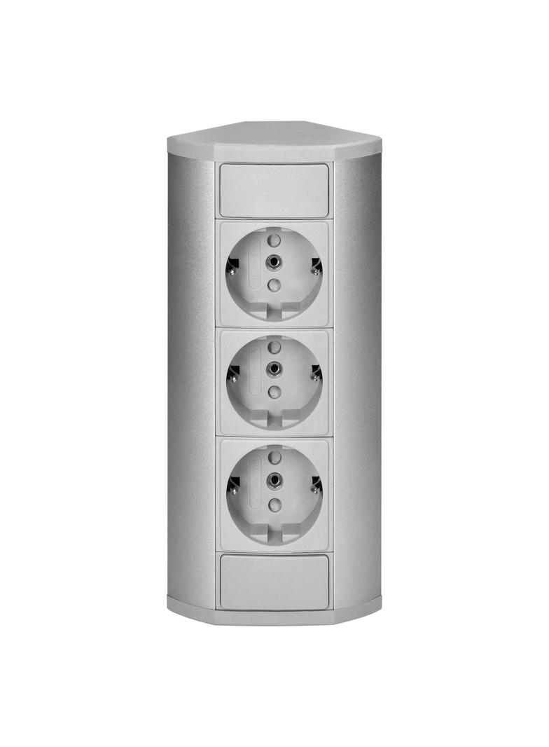 Gniazdo meblowe 3x2P+Z (Schuko), szaro-srebrne