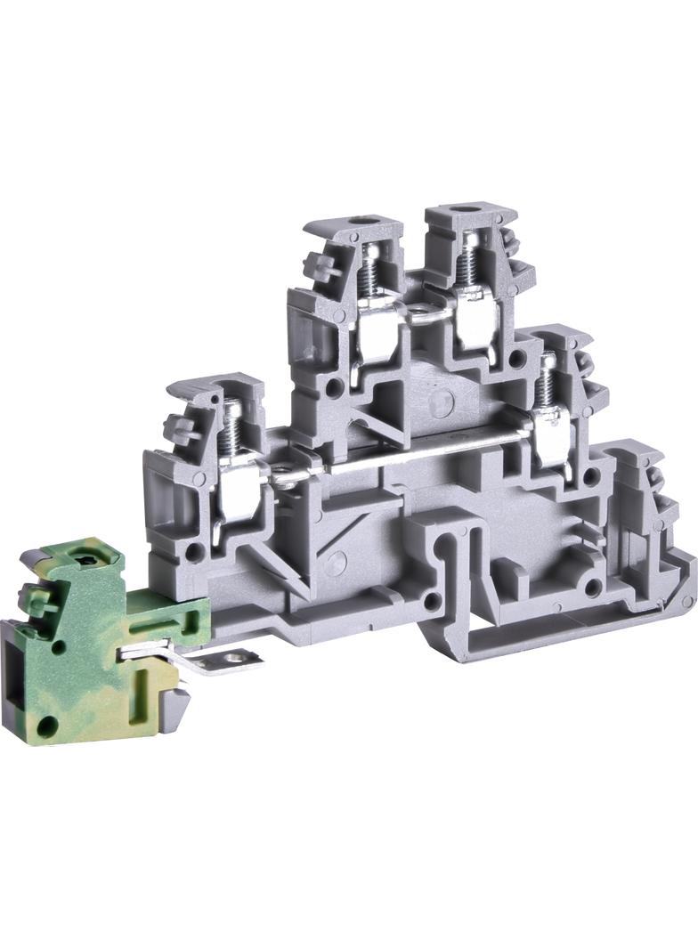 ESC-TDE.2 Złączka gwintowa 2-poziomowa z uziemieniem 2,5mm2 (szara-zielona)