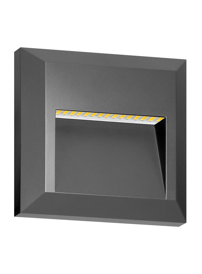 KIBO LED 1W, lampa elewacyjna, 80lm, IP65, 4000K, kwadratowa, szara