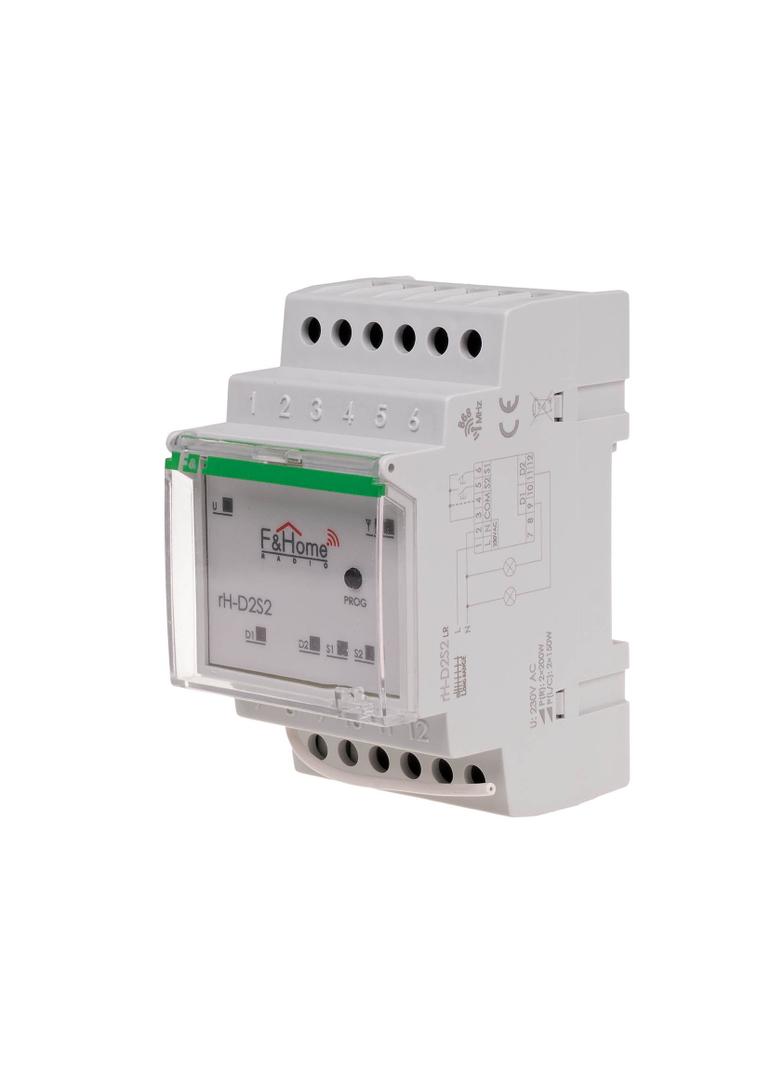 Ściemniacz dwukanałowy z nadajnikiem dwukanałowym na szynę DIN