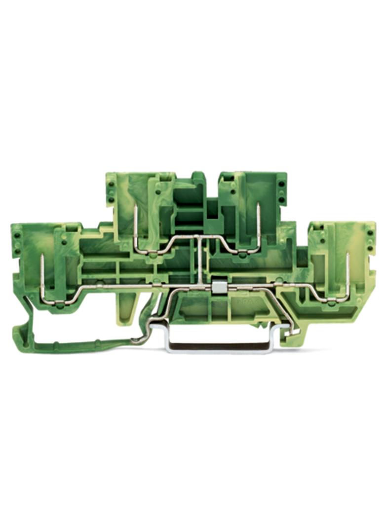 X-COM dwupiętrowa złączka bazowa 4-pinowa PE żółto-zielona