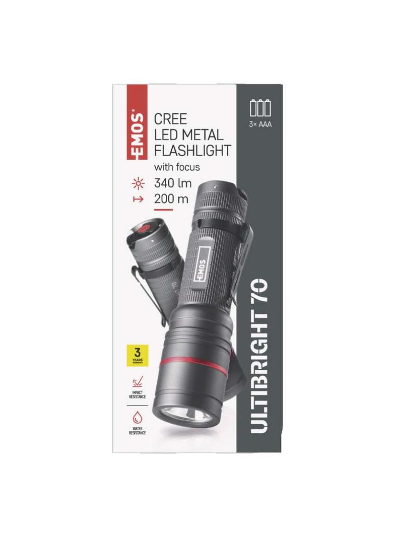 Latarka metalowa CREE LED Ultibright 70 340lm 3xAAA P3170 EMOS