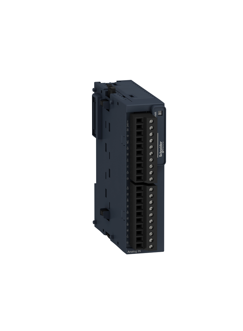 Modicon TM3, moduł wejść analogowych, 8 wejść temperaturowych, wysoka rozdzielczość, zaciski śrubowe