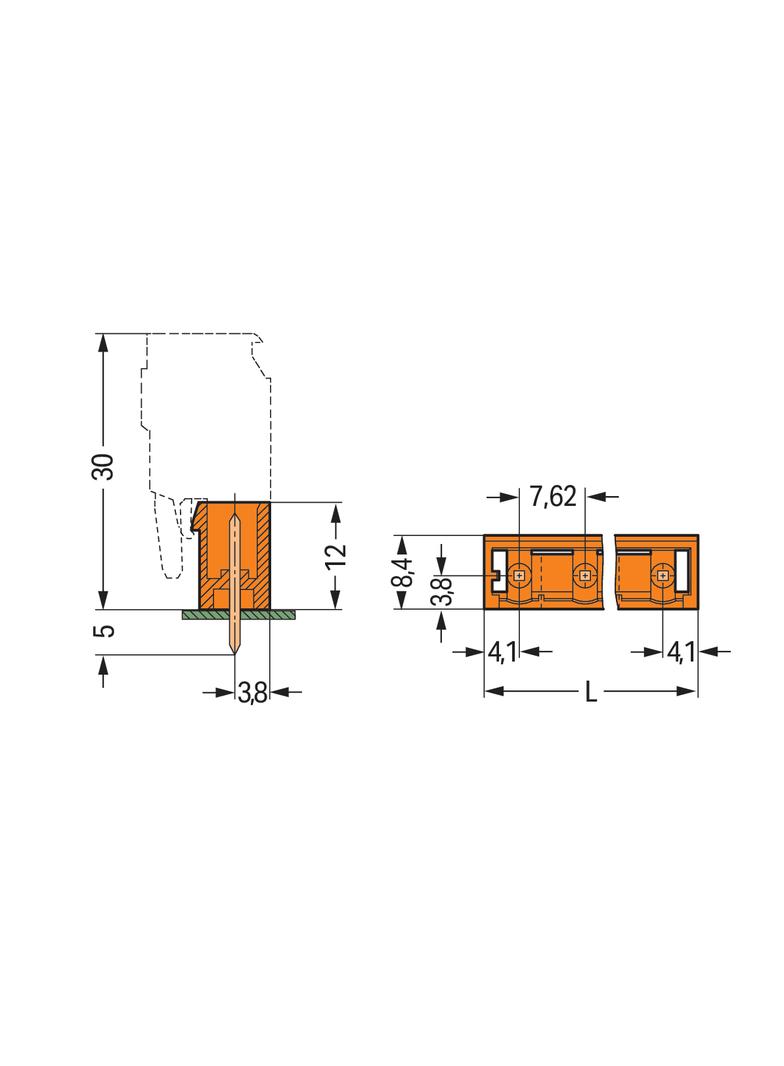 MCS-MIDI Classic wtyk 11-bieg. pomarańczowy raster 7,62 mm