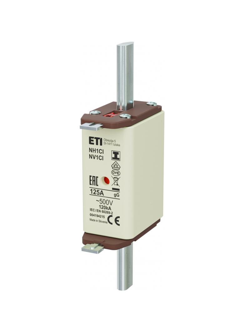 Wkładka topikowa NH zwłoczna KOMBI Zaczepy izolowane NH1C/I gG 125A 500V 004194215 ETI