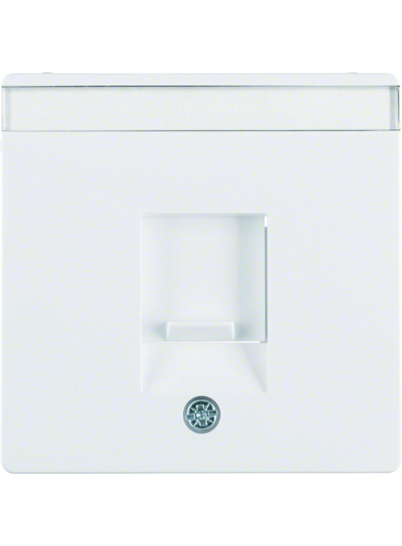 BERKER Q.x Płytka czołowa pojedyncza zasuwa chroniące przed kurzem pole opisowe biały aksamit 117060