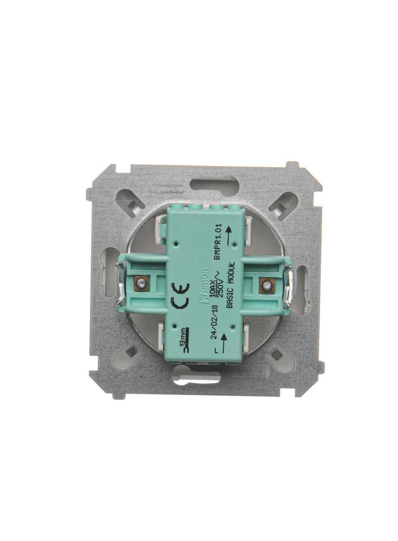 Simon Basic Przycisk pojedynczy rozwierny bez piktogramu 10A 250V zaciski śrubowe srebrny mat BMPR1.01/43 KONTAKT