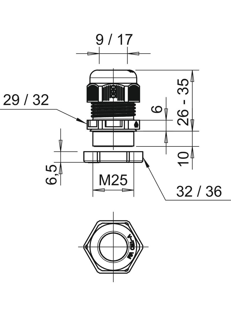 V-TEC VM25+ LGR, Dławik kablowy