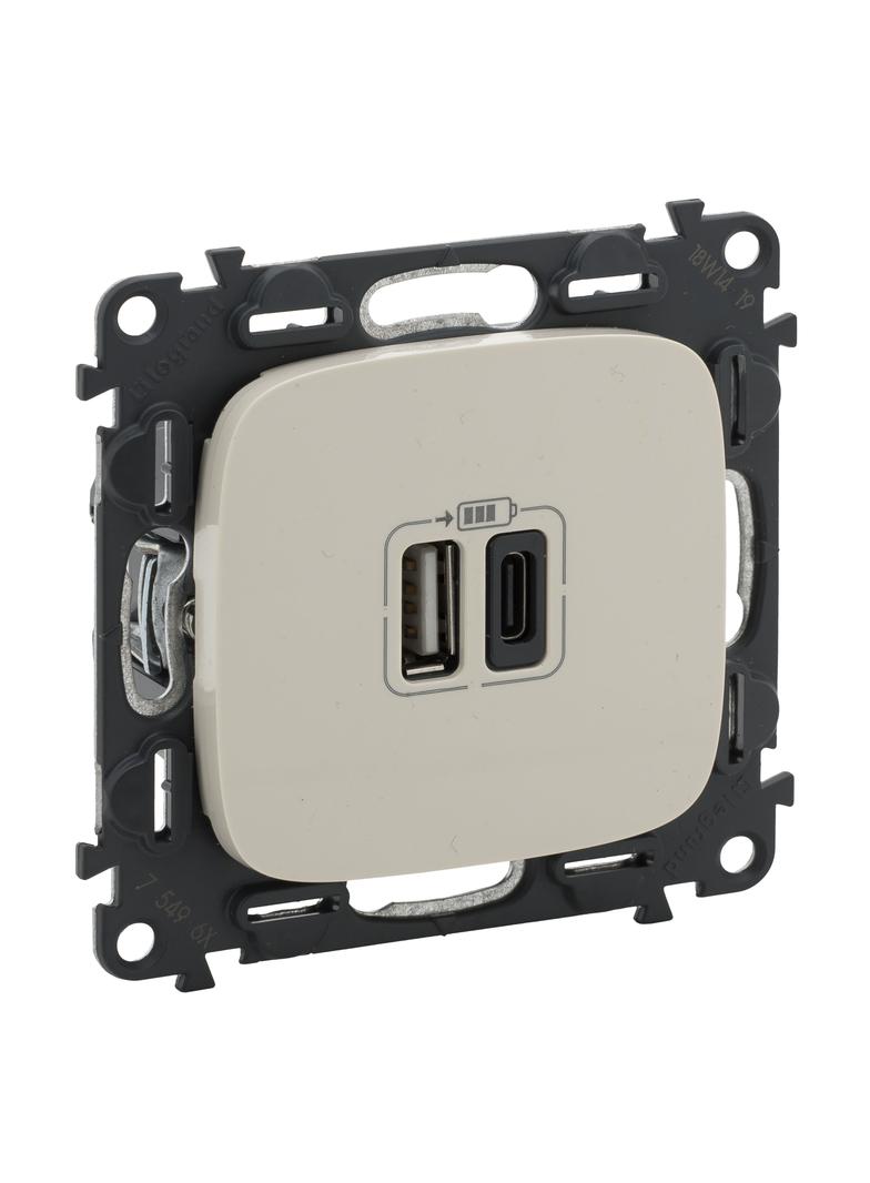 VALUR:K ŁADOWAR 2XUSB A+C 3A, Legrand