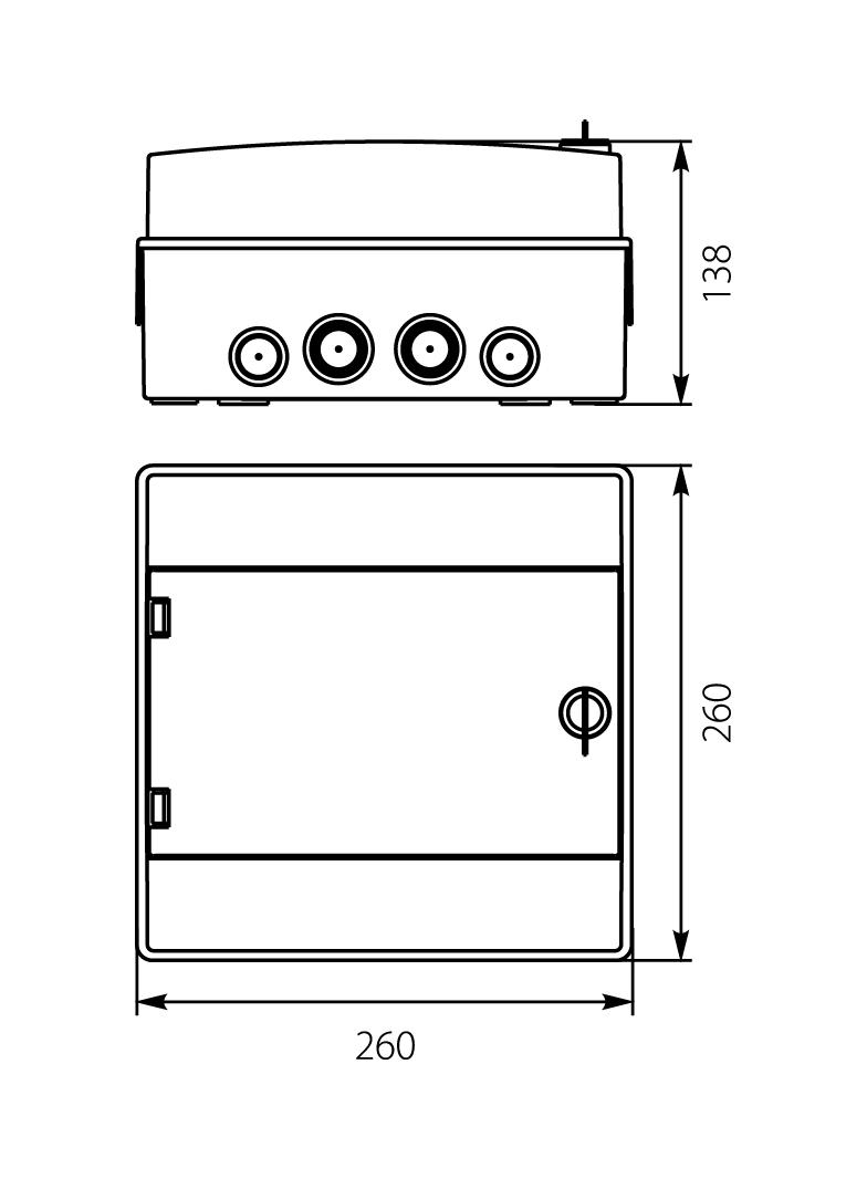 Rozdzielnica hermetyczna natynkowa 1x8 IP65 500VAC/1000VDC RH-8/B białe drzwi 36.7 OPATÓWEK