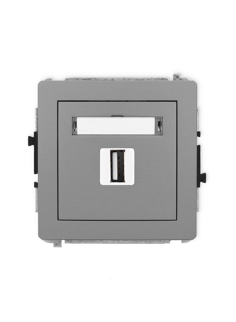 DECO Mechanizm gniazda pojedynczego USB A-A 2.0 szary mat
