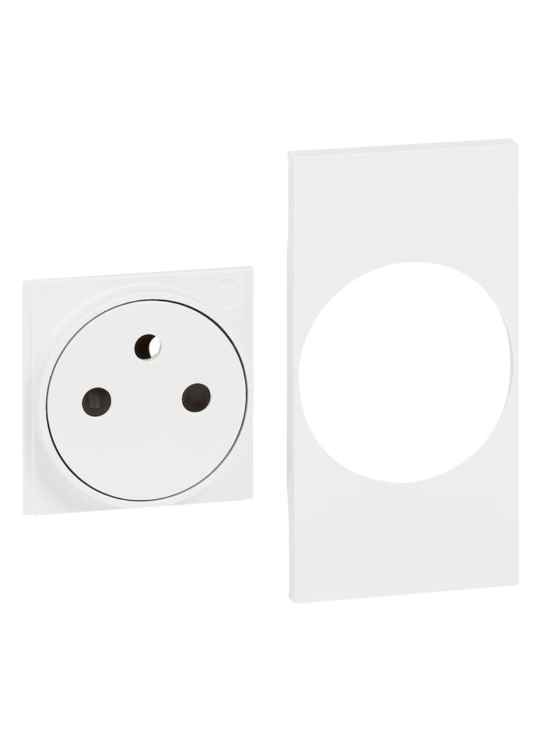 LIVING NOW - PLAKIETKA GNIAZDA PŁASKIEGO 2P+Z - 2 MODUŁY - BIEL, Bticino