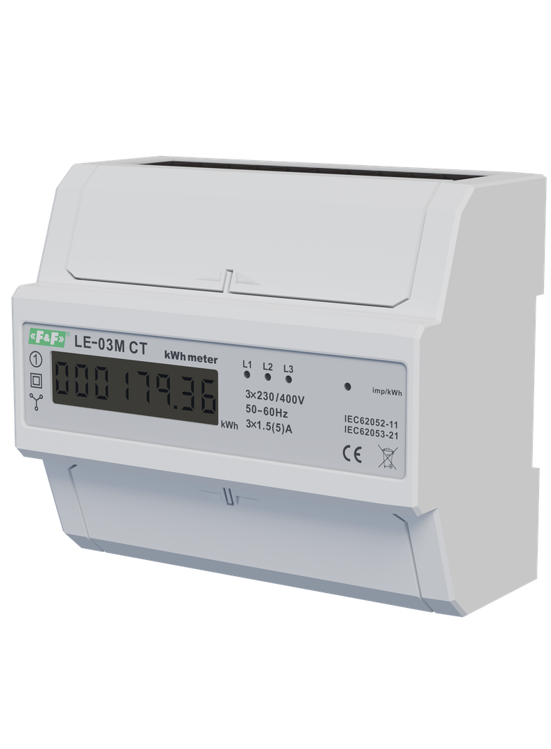 Licznik energii elektrycznej - trójfaz. z programowalną przekładnią RS-485 MODBUS LCD kl.1 LE-03M-CT F&F