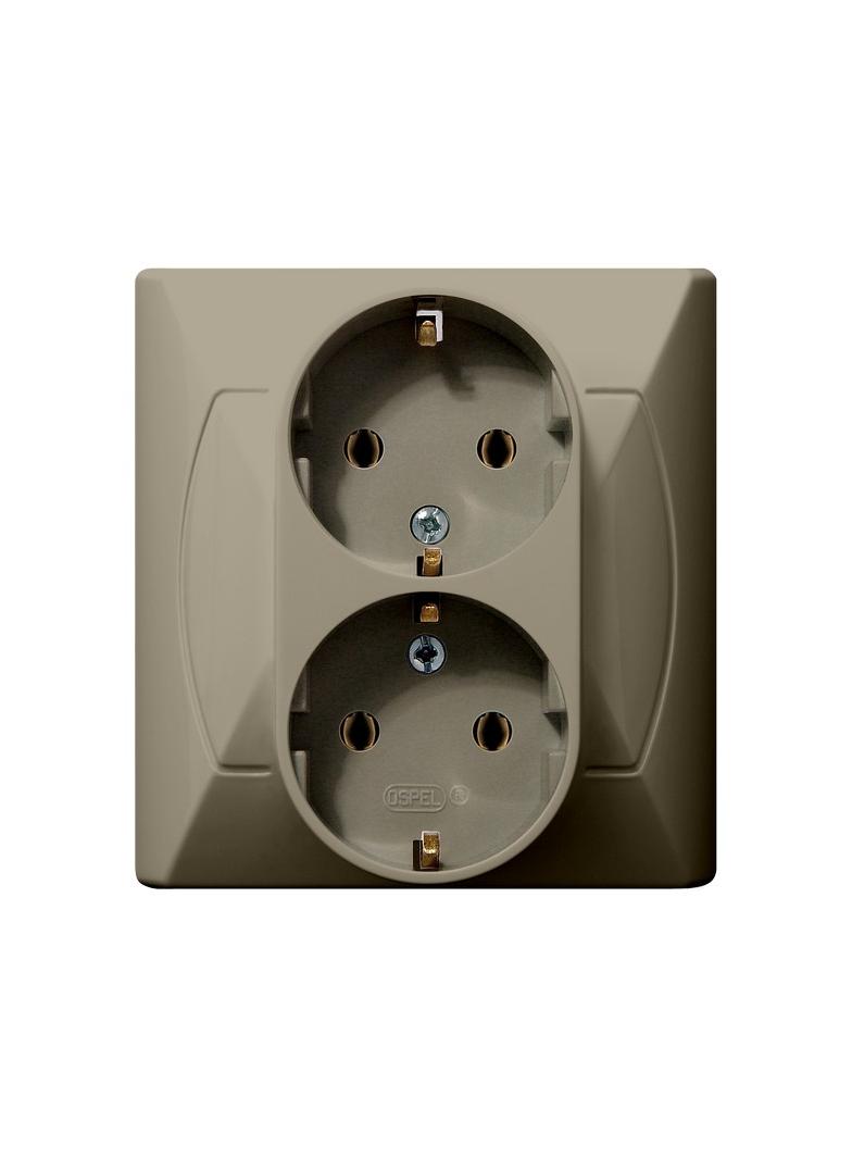AKCENT Gniazdo podwójne z uziemieniem schuko - kolor beżowy