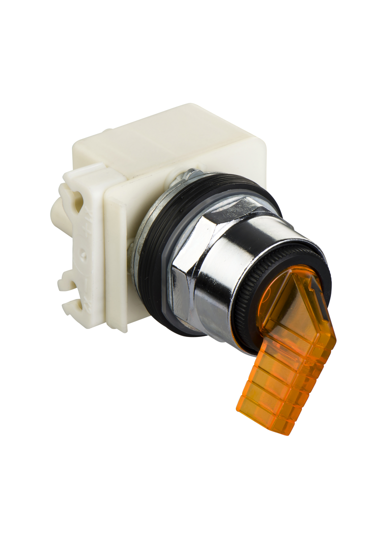 Harmony 9001K Przełącznik podświetlany O30 mm, bursztynowy, 2 pozycyjny, ryglowany, 24 V AC/DC