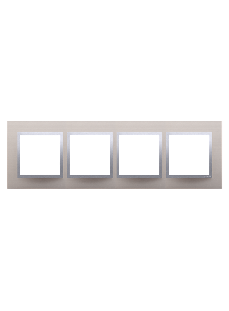 Simon 54 Nature Ramka 4-krotna Nature-Metal SATYNOWY BLASK IP20/IP44* (*IP44-należy zastosować zestaw uszczelek DUN4) DRN4/79 KONTAKT
