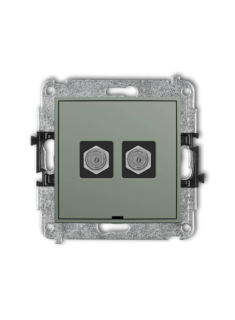 ICON Mechanizm gniazda antenowego podwójnego typu F (SAT) niklowany, bez pola opisowego szałwiowy