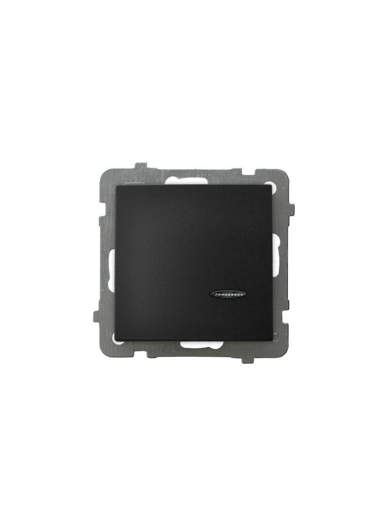 AS Łącznik jednobiegunowy z podświetleniem niebieskim - kolor czarny metalik