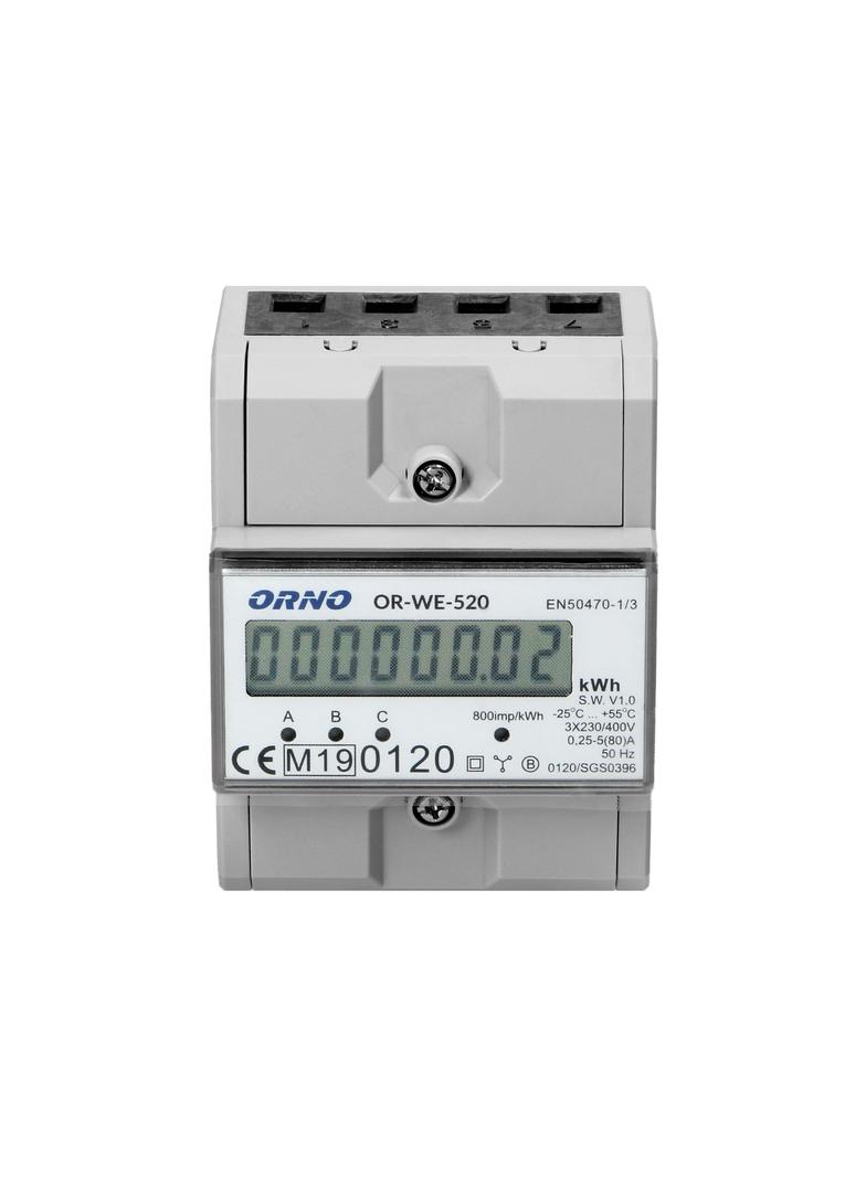 3-fazowy licznik energii elektrycznej 80A MID 3 moduły DIN TH-35mm OR-WE-520 ORNO