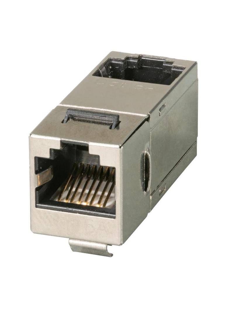 Adapter RJ45 kat. 6A STP Keystone Snap-In 90° metalowy obudowa